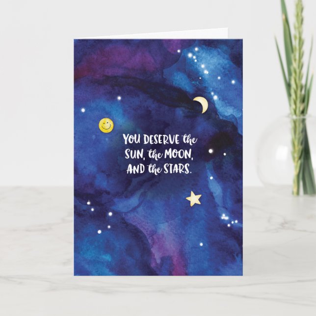Tarjeta Te mereces el sol, la luna y las estrellas (Anverso)