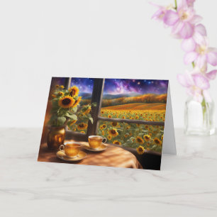 Tarjeta Té Místico del Solsticio de Verano y Girasoles Bon