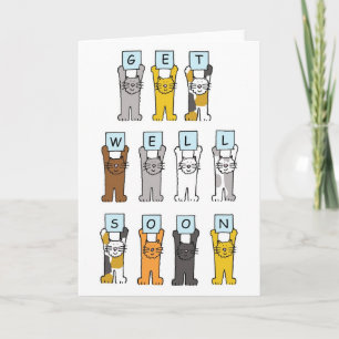 Tarjeta Te pondrás bien pronto, gatos Personalizados.