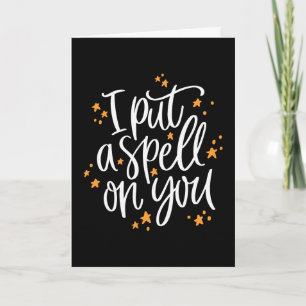 Tarjeta Te Puse Un Hechizo En Ti Halloween Negro y Naranja
