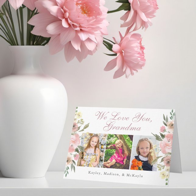 Tarjeta Te queremos abuela Bonito cumpleaños floral (Subido por el creador)