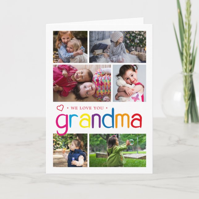 Tarjeta Te queremos Collage de fotos abuela (Anverso)