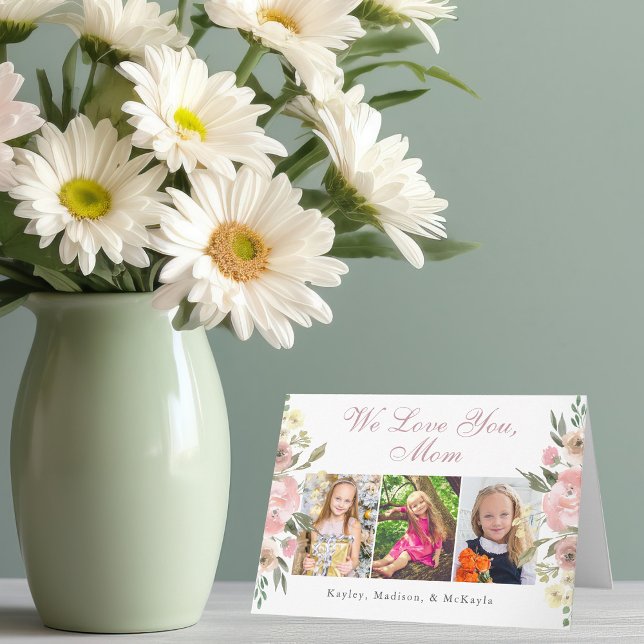 Tarjeta Te queremos mamá Bonito Floral foto del Día de la  (Subido por el creador)
