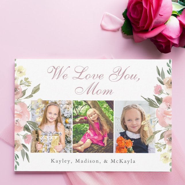 Tarjeta Te queremos mamá foto del Día de la Madre con Flor (Subido por el creador)