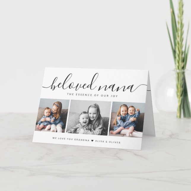 Tarjeta Te queremos Nana Día de la Madre de fotos en blanc (Anverso)