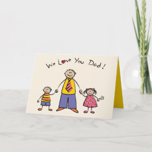 Tarjeta Te queremos, papá, familia Personalizado, feliz dí