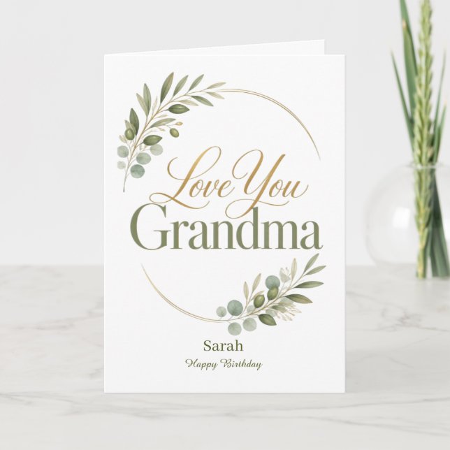 Tarjeta Te Quiero Abuela Cumpleaños Botánico (Anverso)