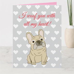 Tarjeta Te quiero - corazones de Bulldog Francés