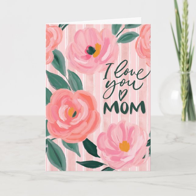 Tarjeta Te quiero mamá Día de la Madre Floral (Anverso)