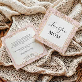 Tarjeta Te Quiero Mamá Elegantes Rulos Dorados Rosa
