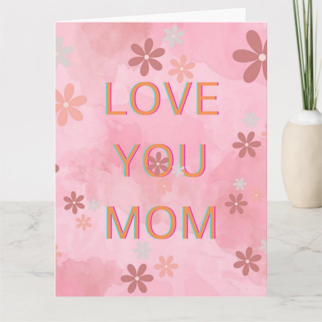 Tarjeta Te quiero Mamá mensaje de corazón para el día de l (Anverso)