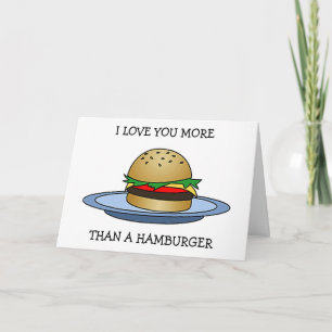 TARJETA TE QUIERO MÁS QUE UNA HAMBURGUESA "FELIZ ANIVERSAR