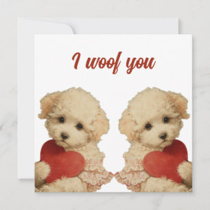 Tarjeta Te quiero Mensaje de Amor de Cachorro Vintage