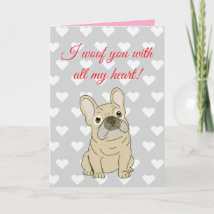 Tarjeta Te Quiero Mucho - Corazones de Bulldog Francés