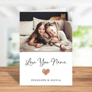 Tarjeta Te quiero Nana   Letra y Corazón con Foto