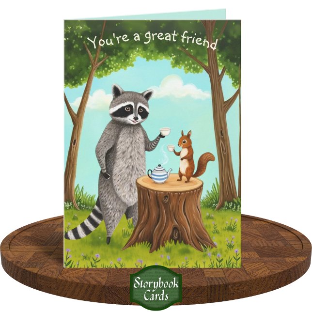 Tarjeta Té Time Raccoon y la Amistad Forestal de ardilla (Subido por el creador)