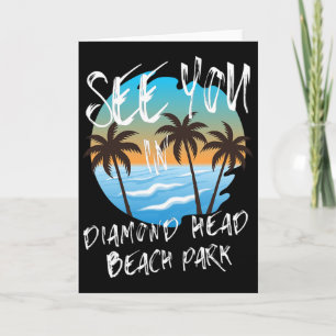 Tarjeta Te veo Diamond-head-beach-park Retro Vintage Oahu