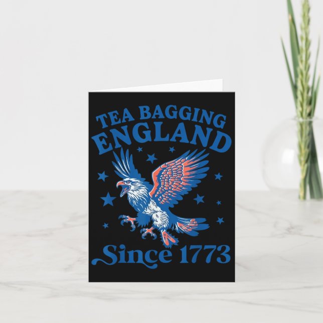 Tarjeta Tea Bagging Inglaterra Desde 1773 Águila Patriótic (Anverso)