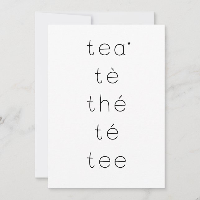 Tarjeta Tea - minimalistic typography card (Anverso)