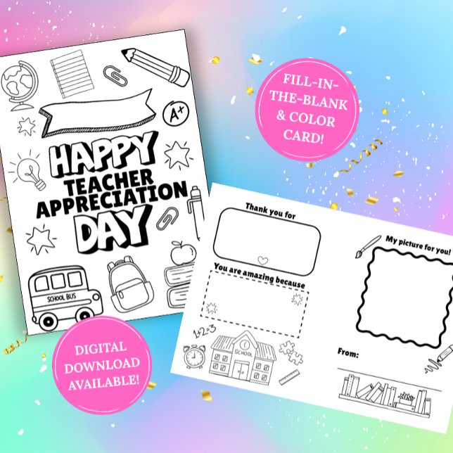 Tarjeta Teacher Appreciation Fill In The Blank Card (Subido por el creador)