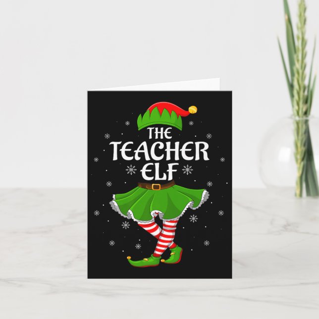 Tarjeta Teacher Elf Christmas Family Girls Women Elf Squad (Anverso)