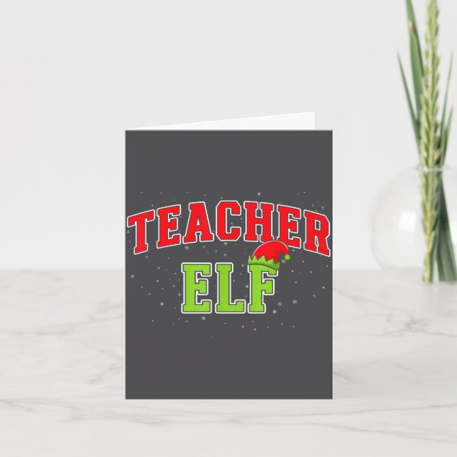 Tarjeta Teacher Elf Christmas Family Matching Group Xmas T (Anverso)