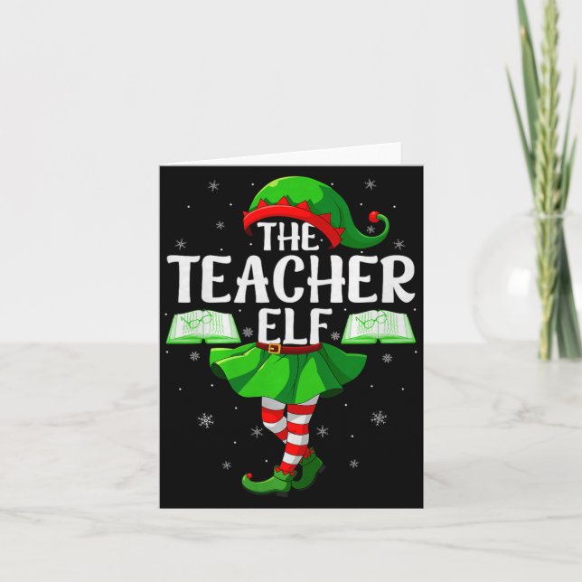 Tarjeta Teacher Elf Christmas Girls Women Elf Squad Xmas F (Anverso)