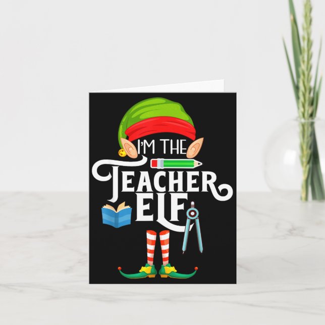 Tarjeta Teacher Elf Family Matching Christmas  (Anverso)