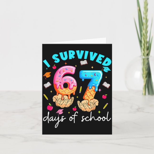 Tarjeta Teacher I Survived 67 Days Of School Funny Meme Ba (Anverso)