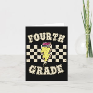 Tarjeta Teacher Retro 4º Grado Lightning Bolt Penc