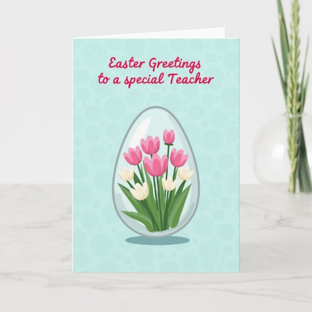 Tarjeta Teacher Spring Bouquet Easter Card (Anverso)