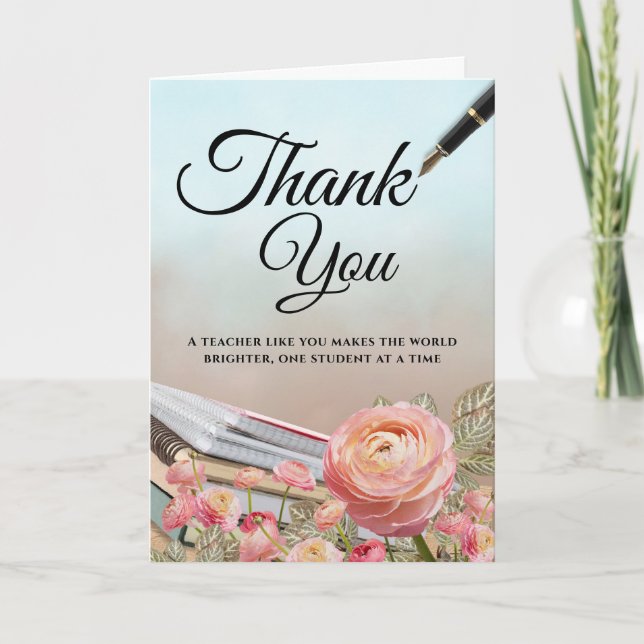 Tarjeta Teacher Thank You Card with Stationery Accents (Anverso)
