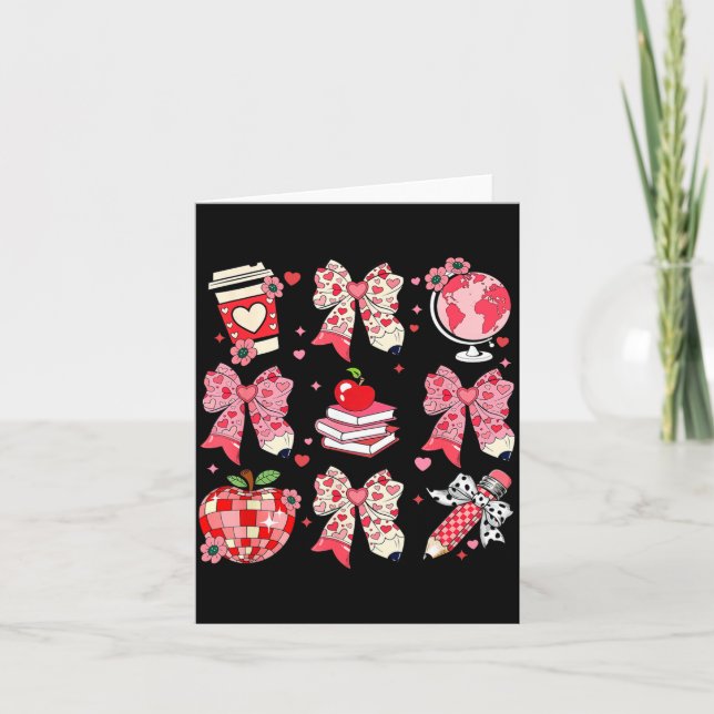 Tarjeta Teaching Is A Work Of Heart Pencil Bow Teacher Val (Anverso)