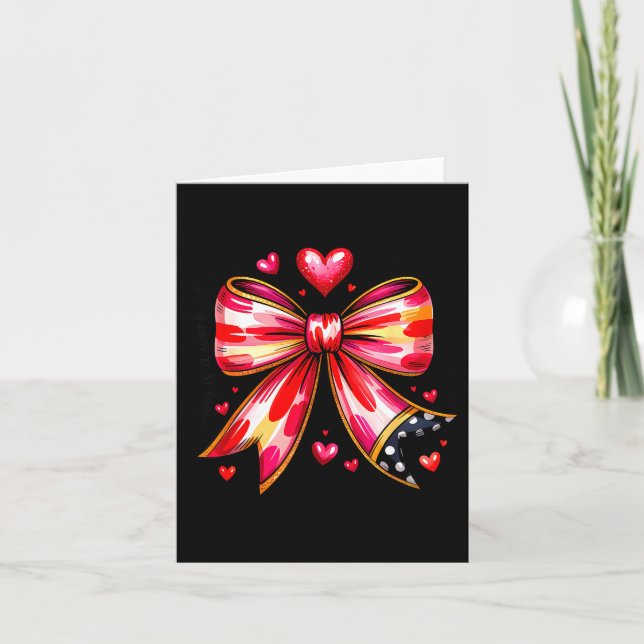 Tarjeta Teaching Is A Work Of Heart Pencil Bow Teacher Val (Anverso)