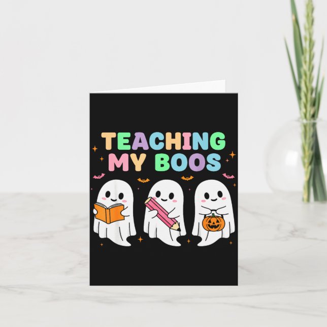 Tarjeta Teaching My Boos Soky Teacher Women Cute Ghost  (Anverso)