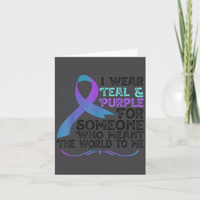 Tarjeta Teal Purple Ribbon For Suicide Prevention Awarenes (Anverso)