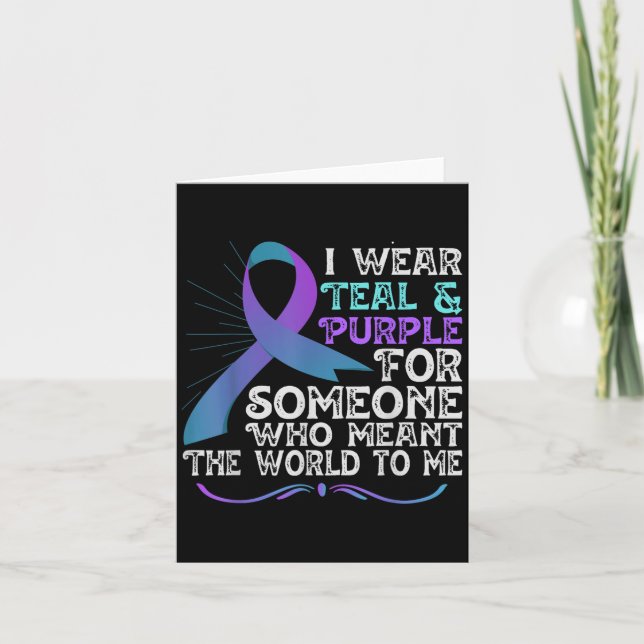 Tarjeta Teal Purple Ribbon For Suicide Prevention Awarenes (Anverso)