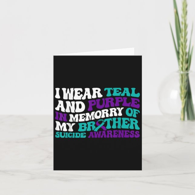 Tarjeta Teal Purple Ribbon Suicide Awareness Brother Aware (Anverso)