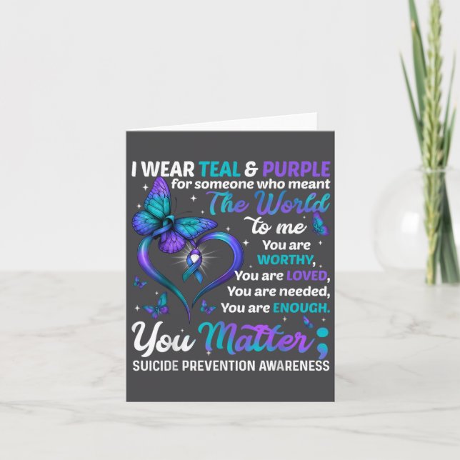 Tarjeta Teal Purple You Suicide Prevention Awareness Month (Anverso)