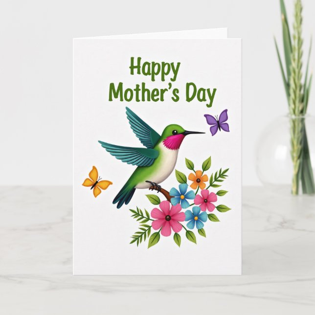 Tarjeta Teal Wings Mothers Day Card (Anverso)