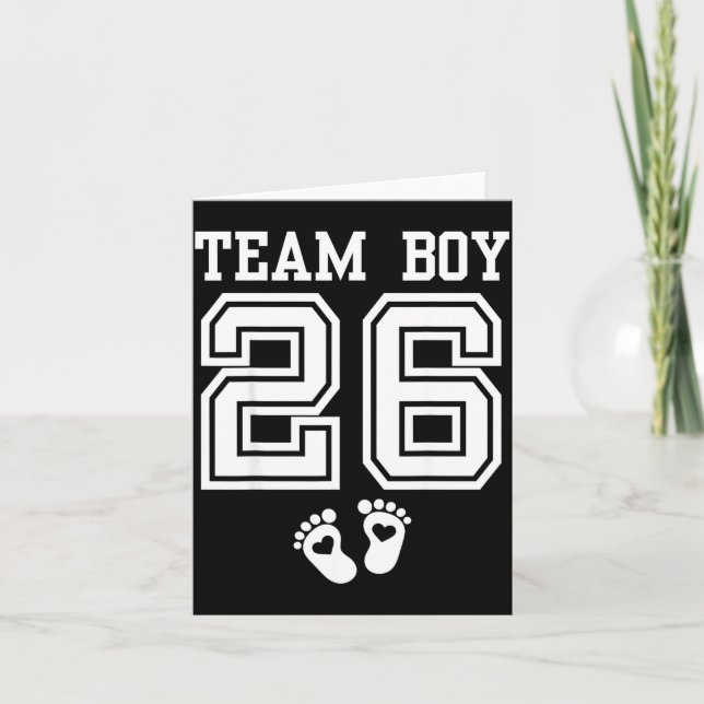 Tarjeta Team Boy 2026 Gender Reveal Baby Shower Matching F (Anverso)