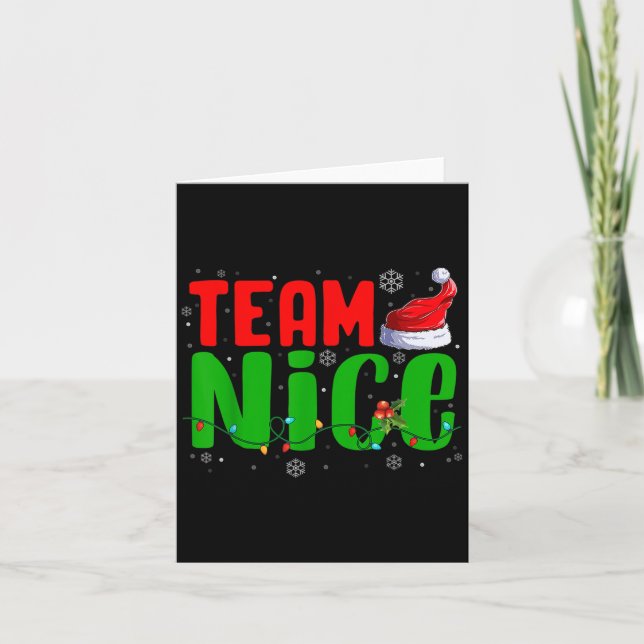 Tarjeta Team Naughty Nice Santa Hat Funny Christmas Matchi (Anverso)