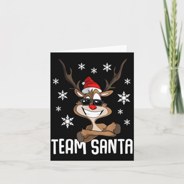 Tarjeta Team Santa Christmas Reindeer  (Anverso)