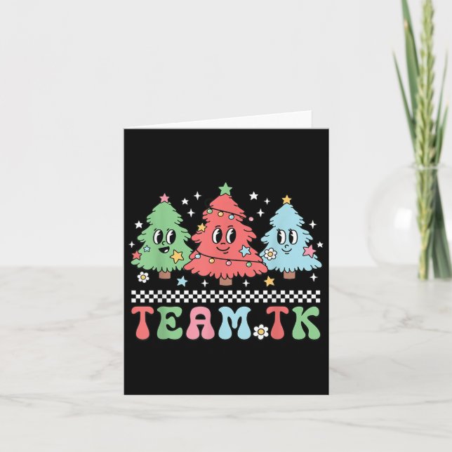 Tarjeta Team Tk Teacher Christmas Sweater Retro Xmas Tree  (Anverso)
