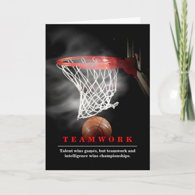 Tarjeta Teamwork Basketball Motivational Inspirational (Anverso)