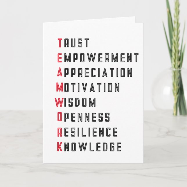 Tarjeta Teamwork Positive Words Appreciation Card Collabor (Anverso)