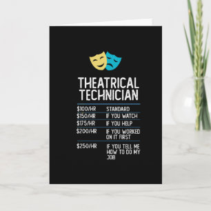 Tarjeta teatral técnico de teatro de teatro regalo diverti