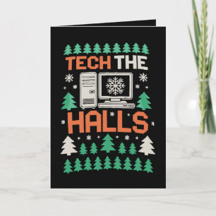 Tarjeta Tech The Halls Feo Festival Navideño de Computador