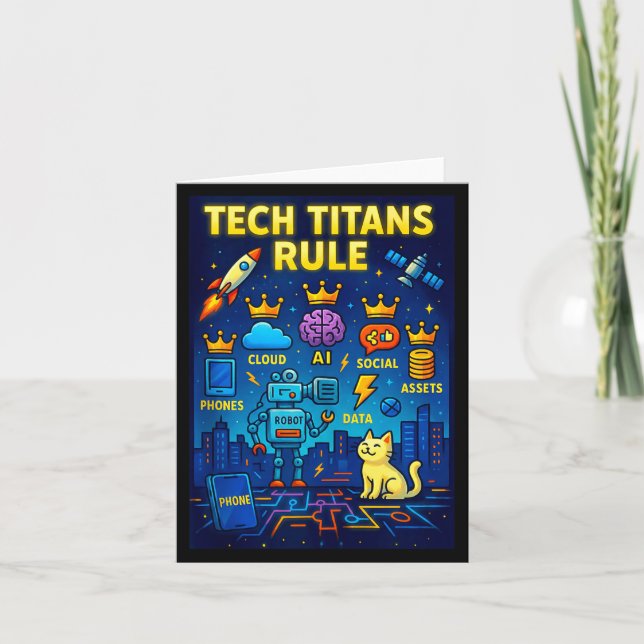 Tarjeta Tech Titans Rule Funny Big Technology Satire Wer G (Anverso)