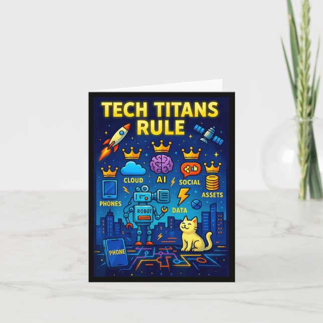 Tarjeta Tech Titans Rule Funny Big Technology Satire Wer G (Anverso)